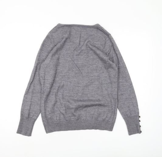 Anne Weyburn Women's Grey V-Neck Pullover Jumper Size 12