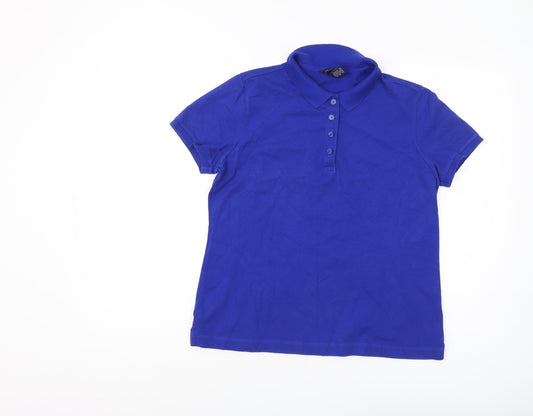 Lands' End Women's Blue Polo Shirt S