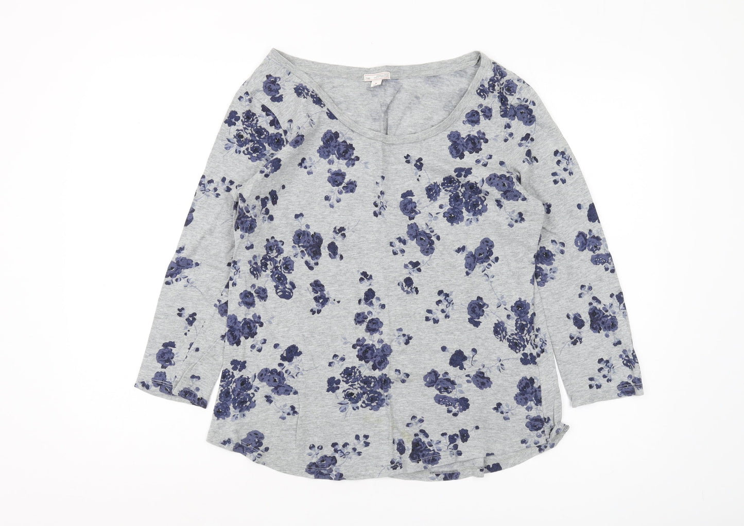 Gap Women's Grey Floral 3/4 Sleeve T-Shirt M