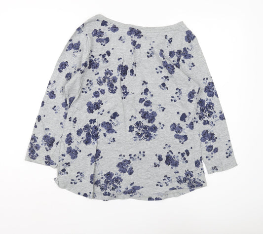 Gap Women's Grey Floral 3/4 Sleeve T-Shirt M