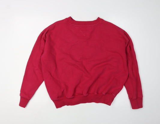 Tommy Jeans Red Unisex Sweatshirt - Size S, Logo Pullover