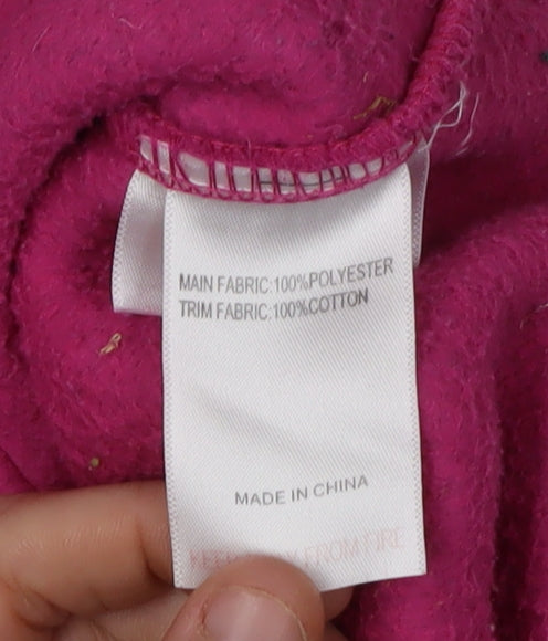 Brand and care label for Peter Storm girls’ pink 1/4 zip sweatshirt 11-12 years