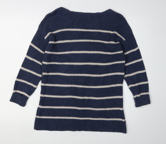 Fat Face Women's Blue Striped Pullover Jumper Size 8