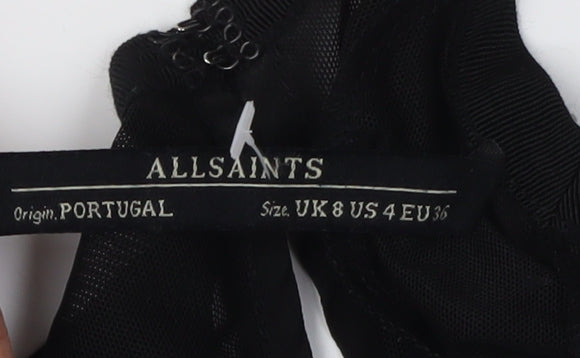 AllSaints Women's Black Blouse Size 8 Modal Silk