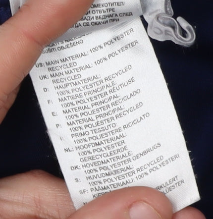 Brand and care label for Adidas boys’ blue football shorts 9-10 years athletic