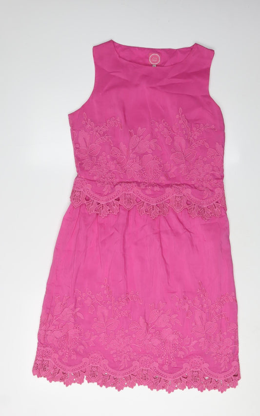 Joules Women's Pink A-Line Sleeveless Dress Size 12