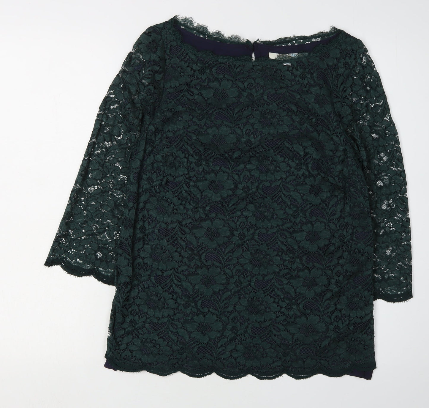 Boden Women's Green Lace 3/4 Sleeve Blouse Size 12