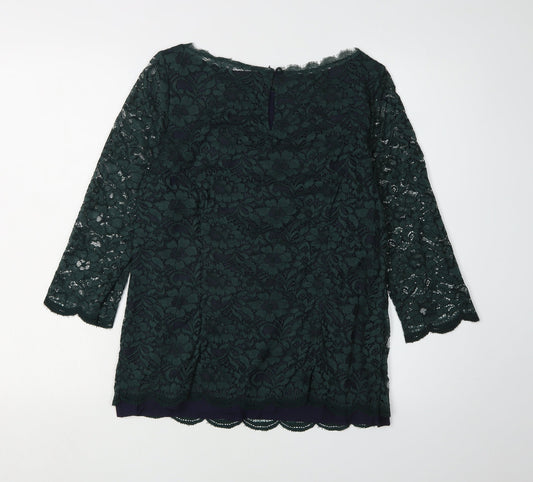 Boden Women's Green Lace 3/4 Sleeve Blouse Size 12