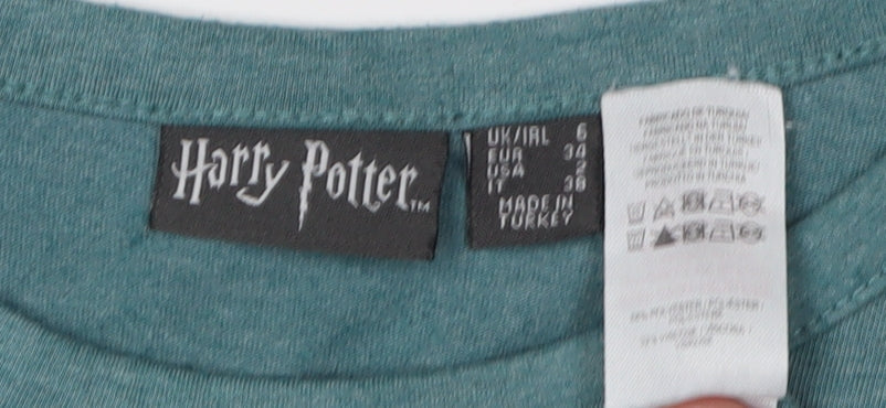 Harry Potter Women's Green Crew Neck T-Shirt, Size 6