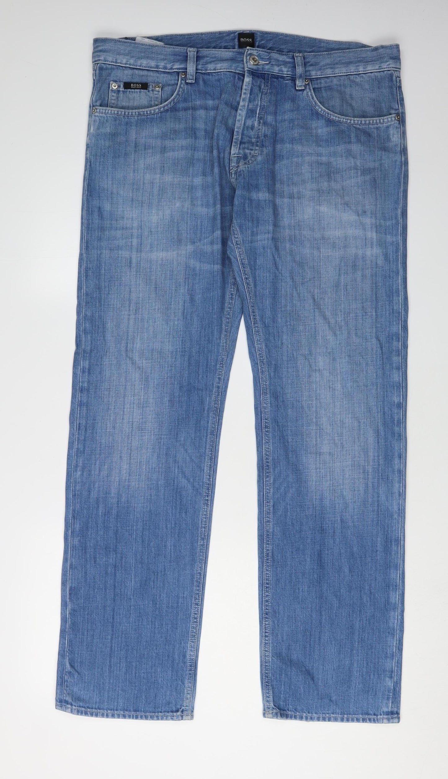 Hugo Boss Men's Blue Straight Leg Jeans 36W 32L