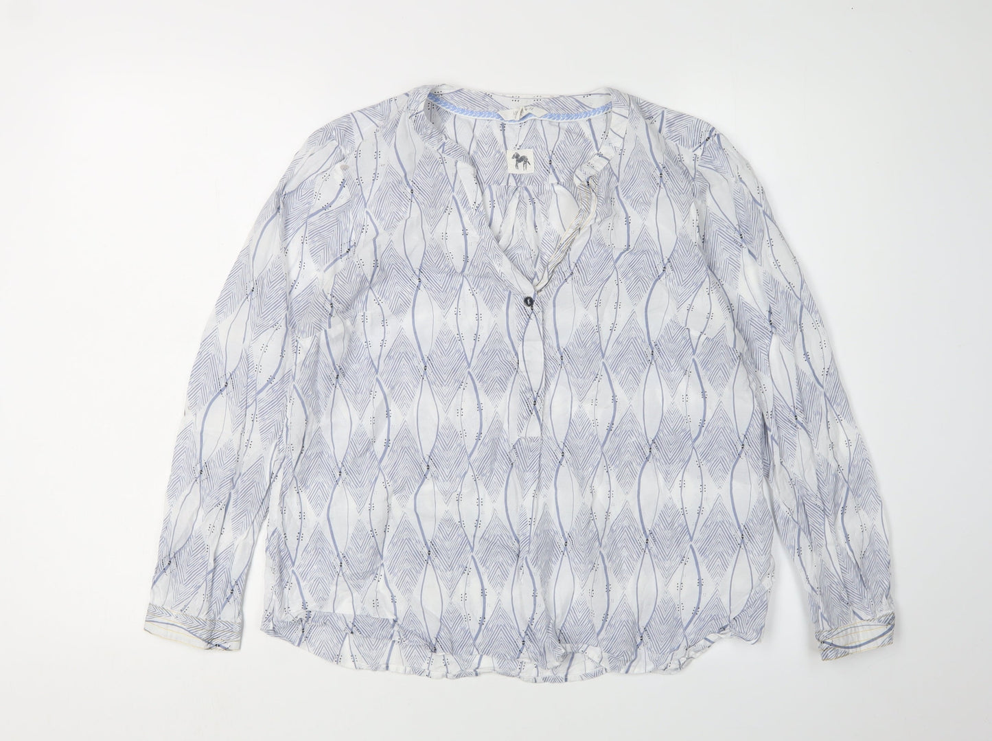White Stuff Women's Geometric V-Neck Tunic Blouse Size 12
