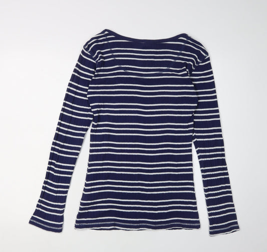 Crew Clothing Co. Women's Blue Striped T-Shirt, Size 12