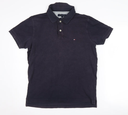 Tommy Hilfiger Men Black L Slim Fit Polo Shirt
