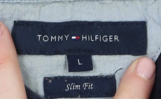 Tommy Hilfiger Men Black L Slim Fit Polo Shirt