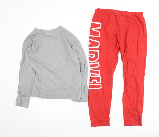 Marvel Boys Grey Red Pyjama Set 9-10Y Superhero Graphic