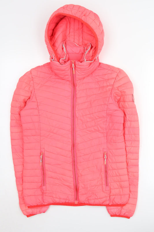 Superdry Women's Pink Puffer Jacket Medium Hooded