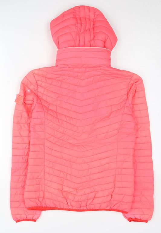 Superdry Women's Pink Puffer Jacket Medium Hooded