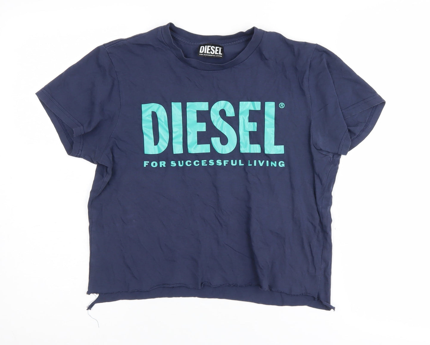 Diesel Women's Blue Crew Neck T-Shirt Size 14 Casual