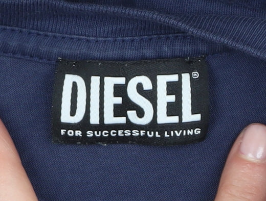 Diesel Women's Blue Crew Neck T-Shirt Size 14 Casual