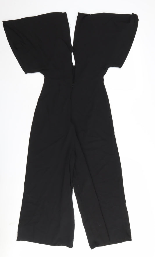 ASOS Women's Black Jumpsuit, UK 4, Wide-Leg, V-Neck