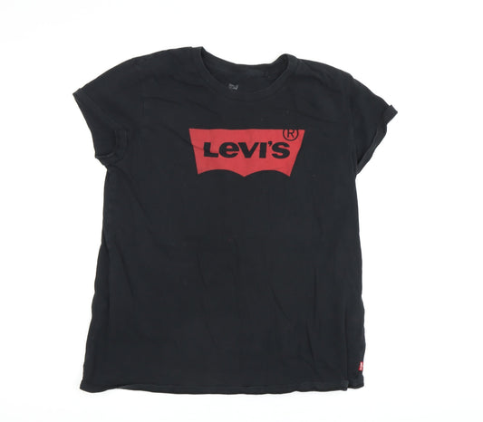 Levi's Women's Black Cotton T-Shirt, Crew Neck, Size S