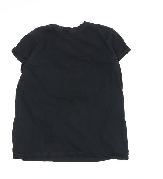 Levi's Women's Black Cotton T-Shirt, Crew Neck, Size S