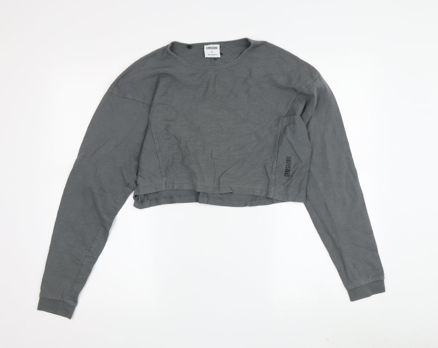 Gymshark Women's Grey Cropped T-Shirt, Size S