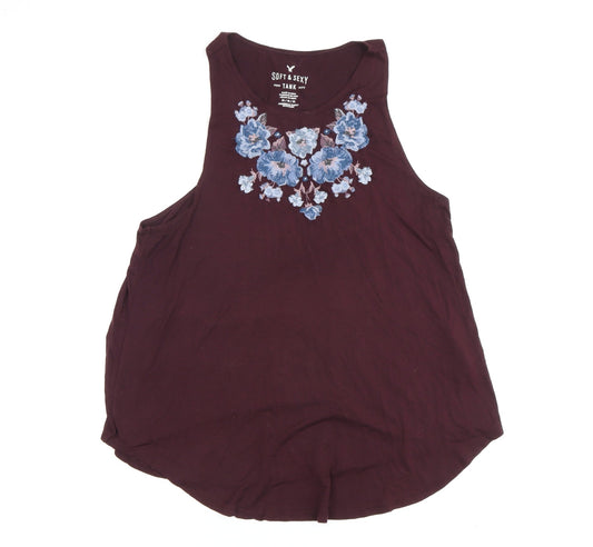 Womens UK Size M American Eagle Outfitters Brown Cotton Blend Tank