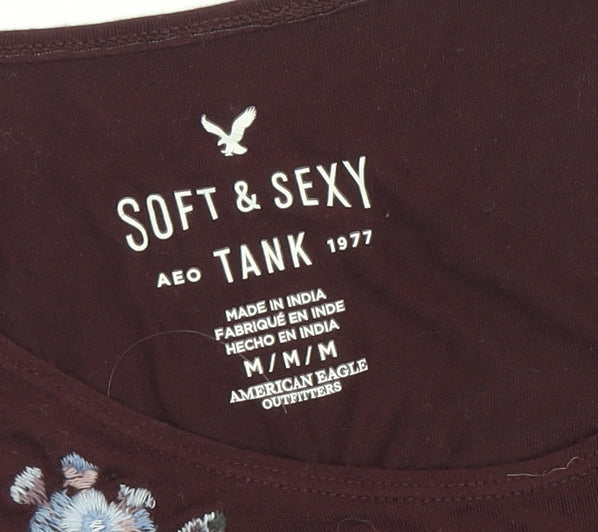 American Eagle Women's Brown Tank M Scoop Neck