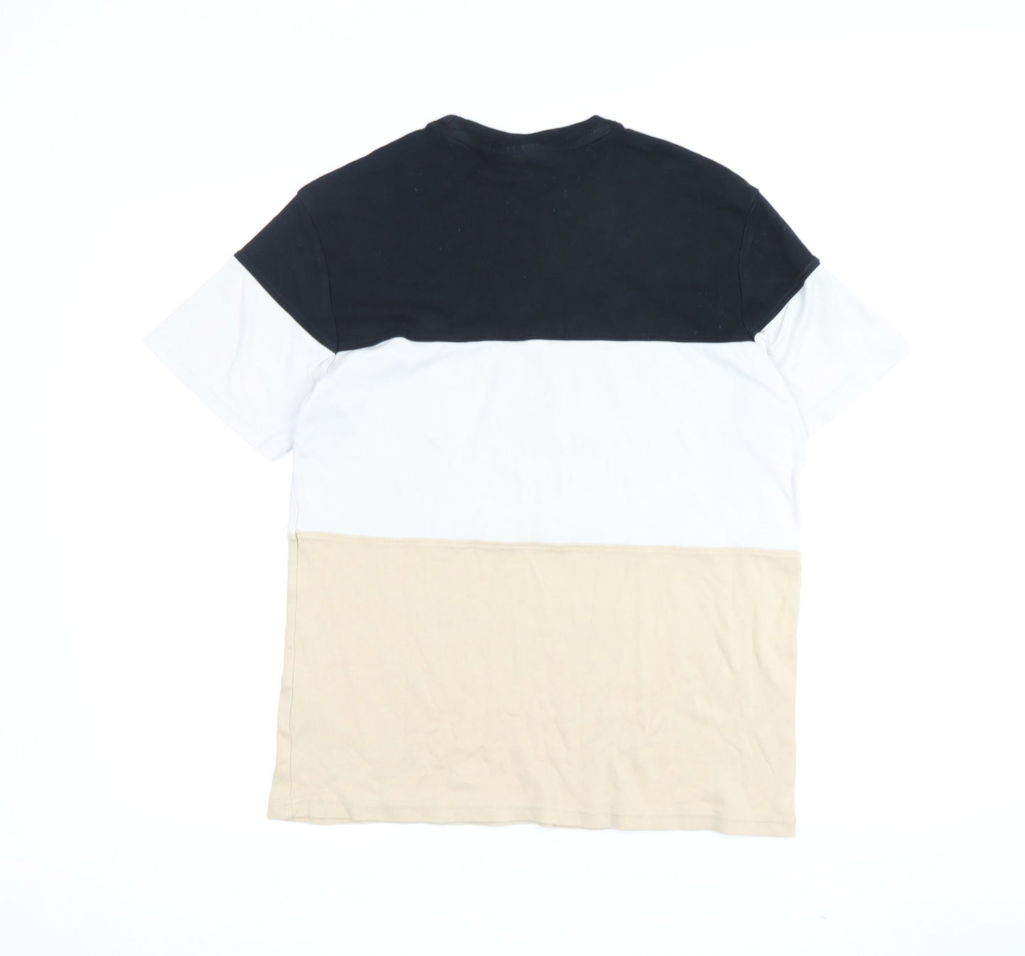 Fila Men's Black Beige Colourblock T-Shirt Size S