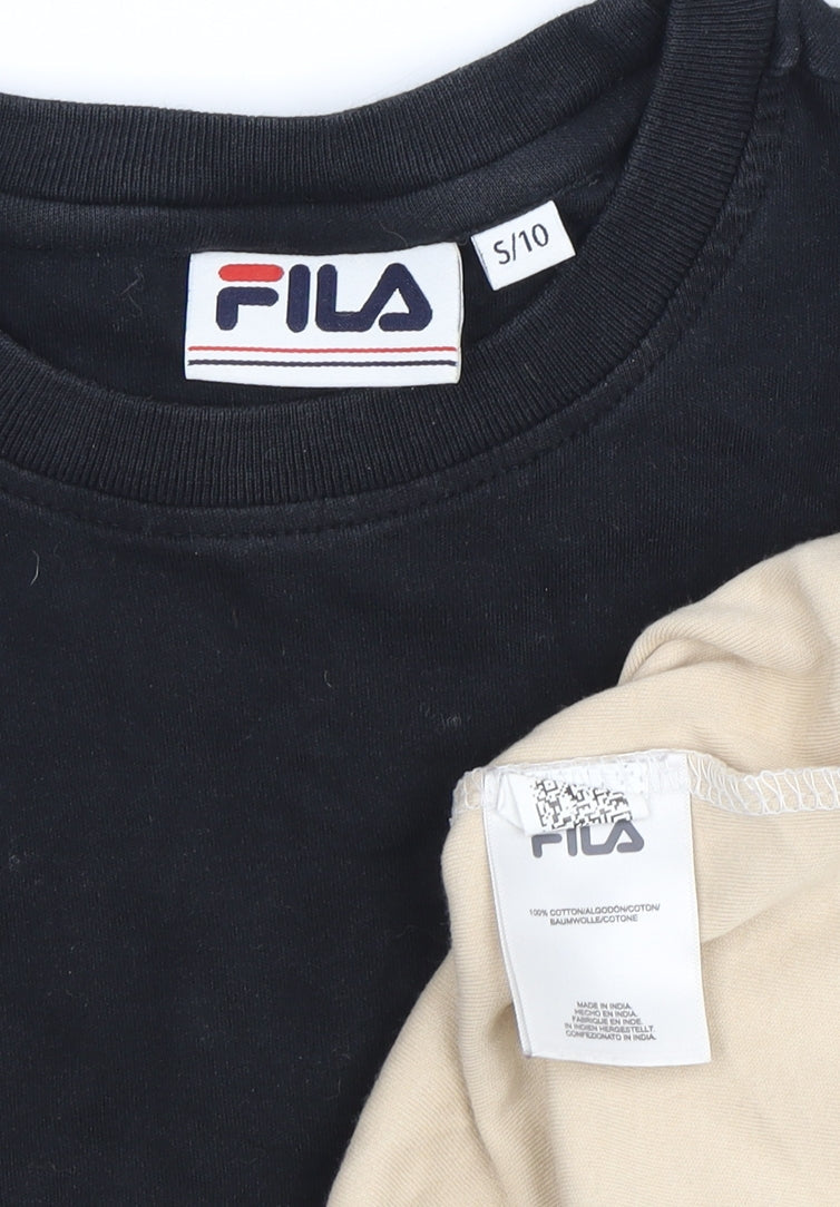 Fila Men's Black Beige Colourblock T-Shirt Size S