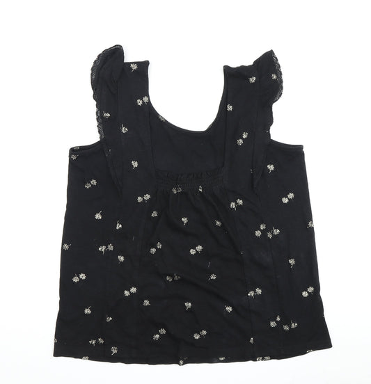 Fat Face Women's Black Floral Blouse, Size 12