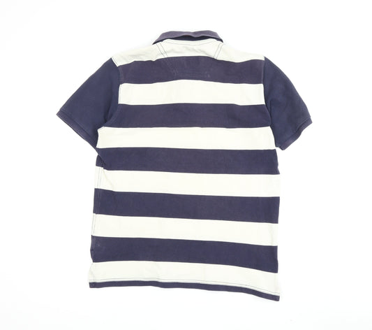 Joules Men's Blue & White Striped Polo Shirt S