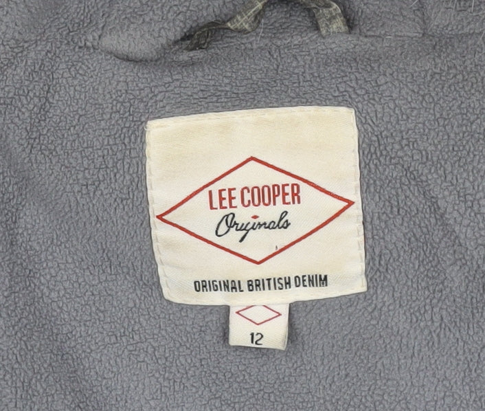 Brand and care label for Lee Cooper Women's Grey Hooded Puffer Jacket, size 12