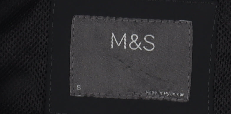 Marks and Spencer Black Military Jacket, Size S, Men's Mid-Length