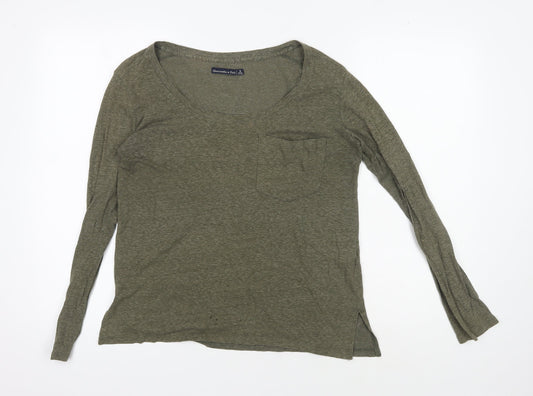 Abercrombie & Fitch Women's Green Long Sleeve T-Shirt