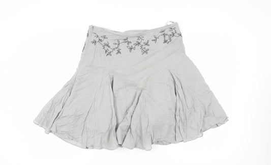 Ted Baker Women's Grey A-Line Skirt, Size 4, Embroidered