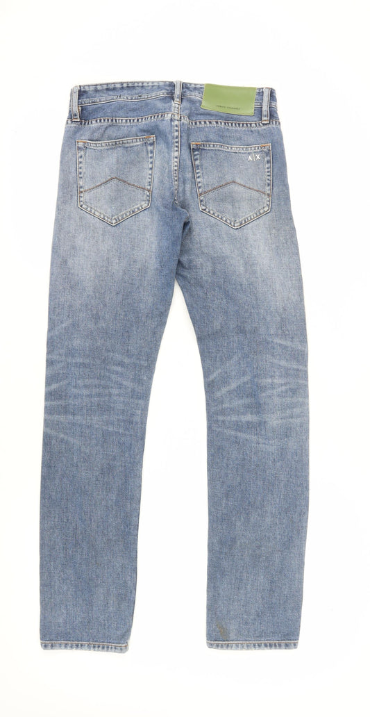 Armani Exchange Women's Blue Distressed Straight Jeans