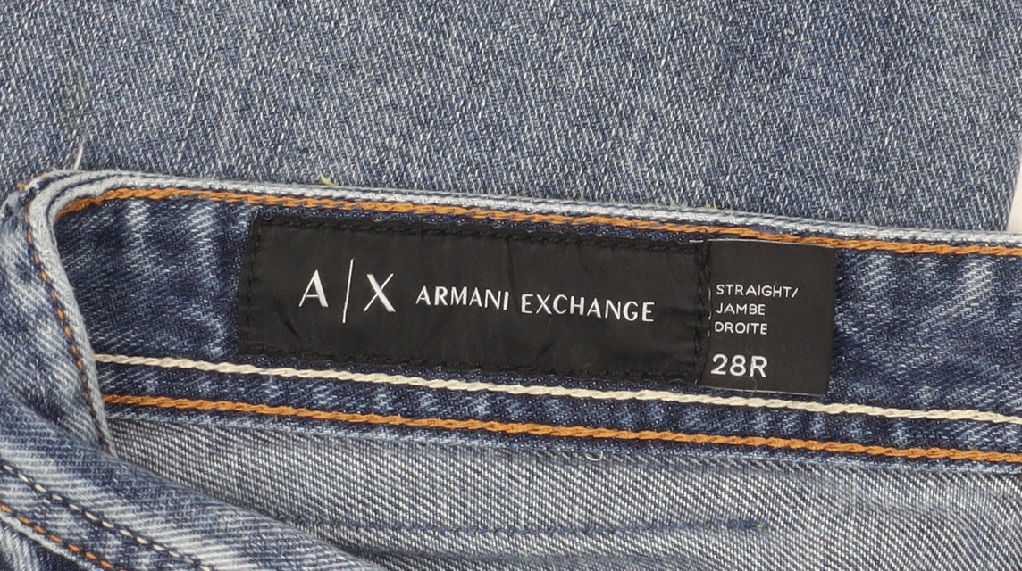 Armani Exchange Women's Blue Distressed Straight Jeans