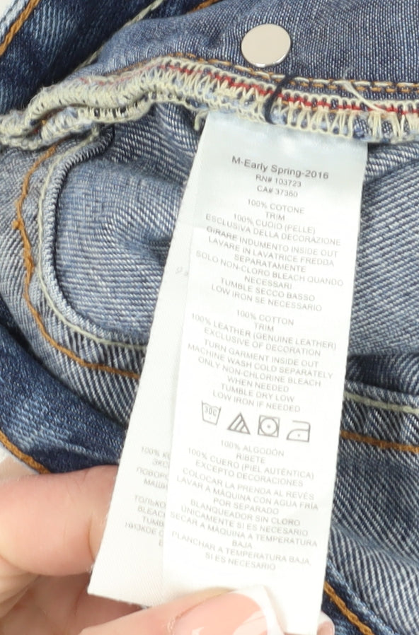 Armani Exchange Women's Blue Distressed Straight Jeans