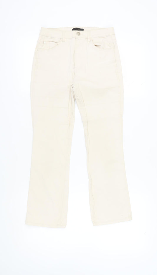 Massimo Dutti Women's Beige Straight-Leg Trousers