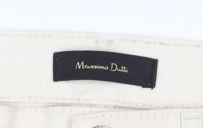 Massimo Dutti Women's Beige Straight-Leg Trousers