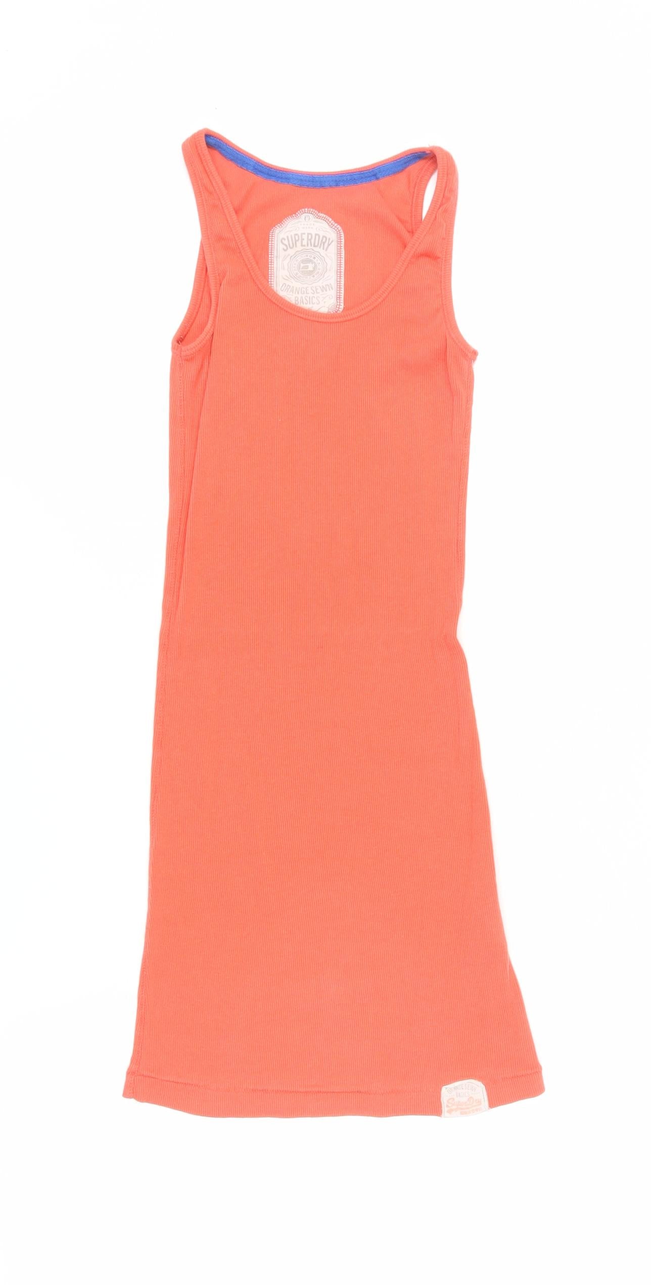 Superdry Women's Orange Tank Dress M, Scoop Neck, Sleeveless