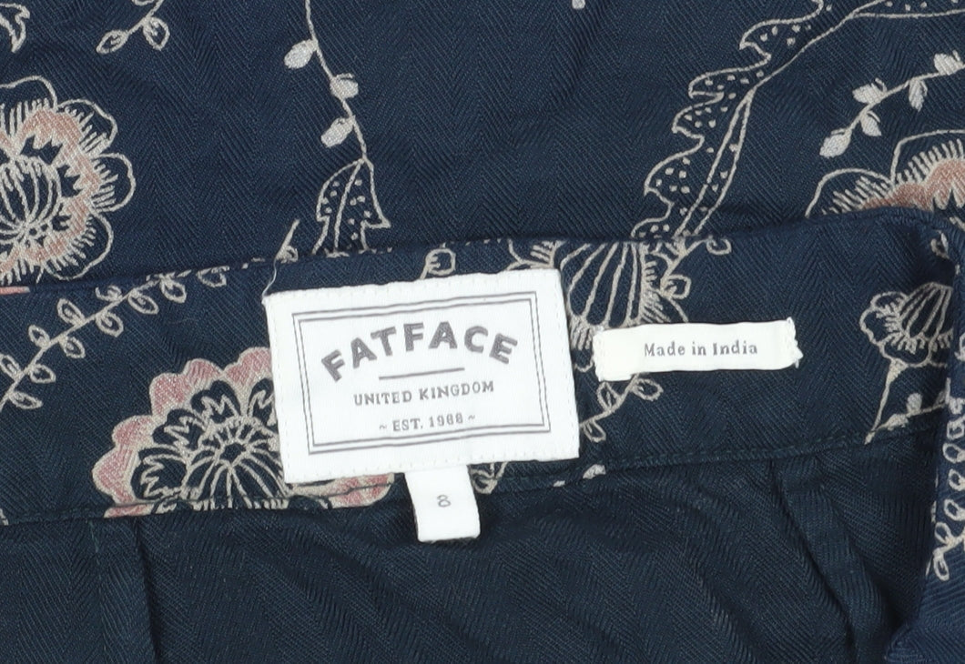 FatFace Women's Blue Floral A-Line Skirt Size 8