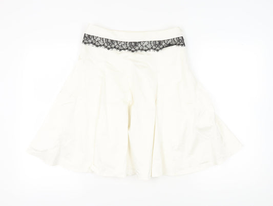 Karen Millen Women's White A-Line Skirt Size 10 Lace Accent