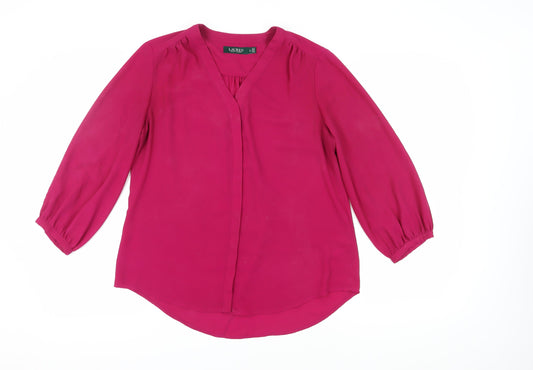 Lauren Ralph Lauren Women’s Pink V-Neck Blouse L