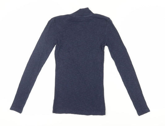 Fat Face Women's Blue Long Sleeve High Neck Top