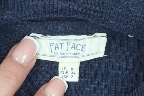 Fat Face Women's Blue Long Sleeve High Neck Top