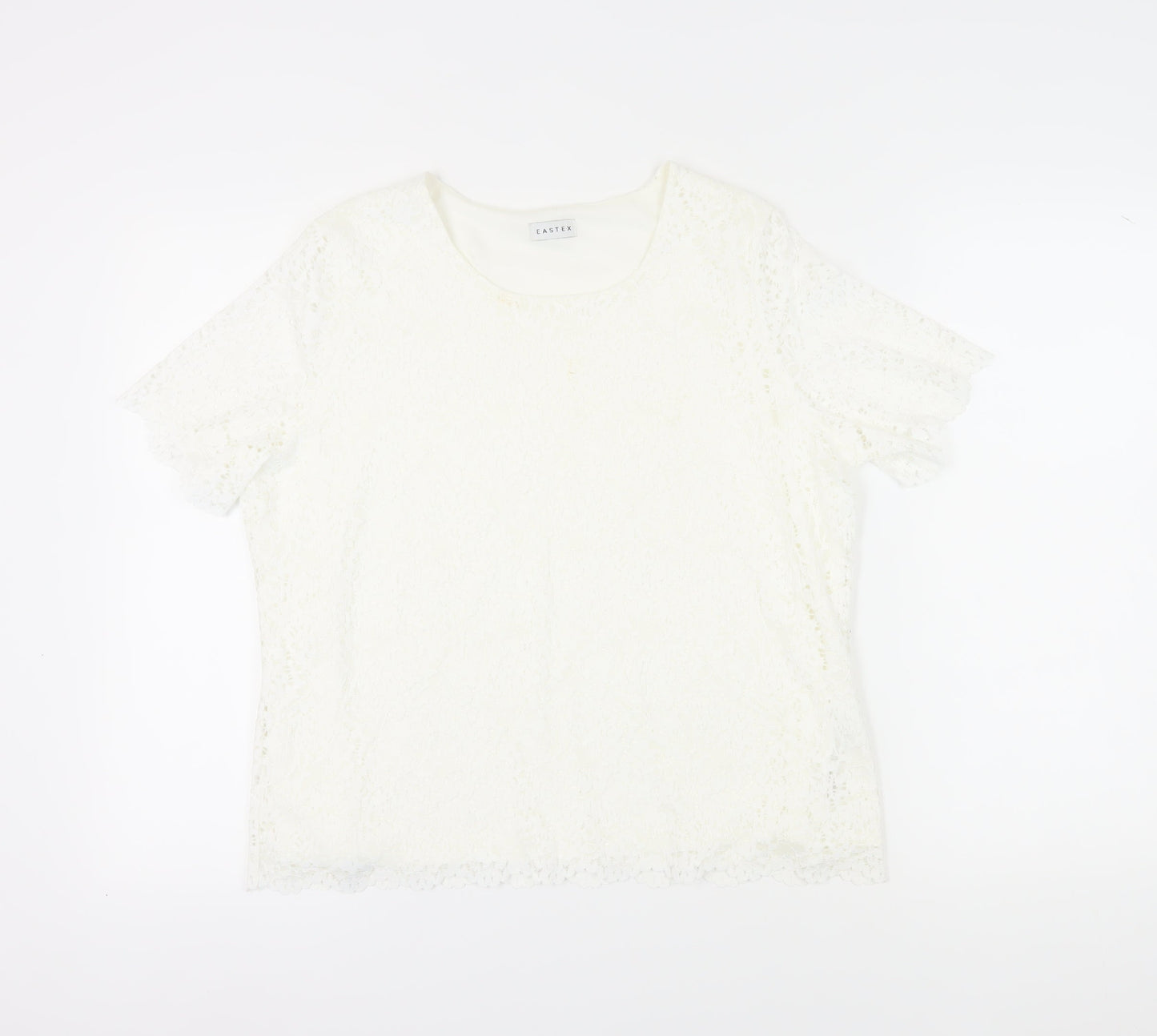 Eastex Women's Ivory Lace Blouse, Size 12, Short Sleeve, Casual
