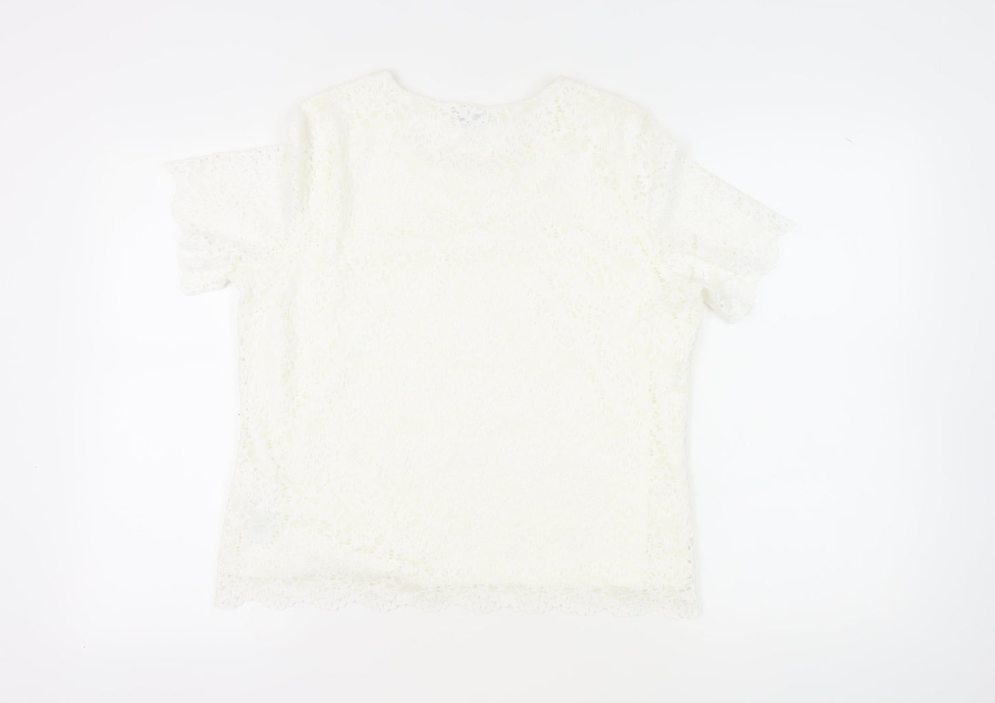 Eastex Women's Ivory Lace Blouse, Size 12, Short Sleeve, Casual
